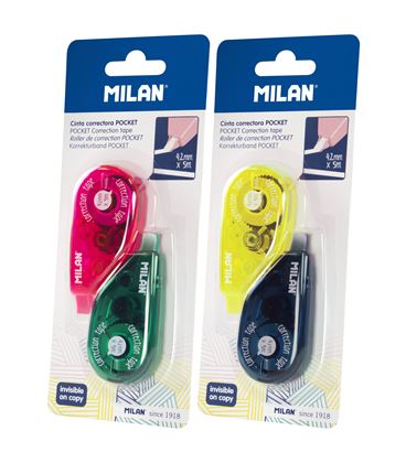 Corrector de cinta pocket 4.2mmx5mts 2unidades surtidas milan 1302912 - 1302912