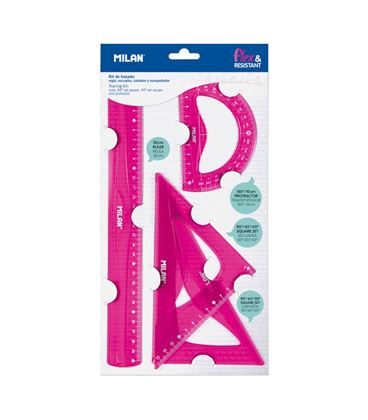 Juego reglas 4 piezas flex&resistant rosa milan 359801p - 359801P