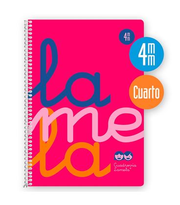 Cuaderno 4º 4mm 80h 90g tapa plastic rosa fluor lamela 7ctp004r - 7CTP004R