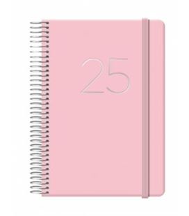 Agenda 12,5x18 2025 dia pagina espiral gloss rosa dohe 12571