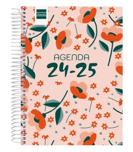 Agenda escolar 24/25 1/4 dia pagina cool floral finocam 645060625 - 645060625