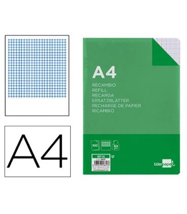 Recambio a4 100h 100gr milimetrado 4 taladros liderpapel rf14 18657 - 18657