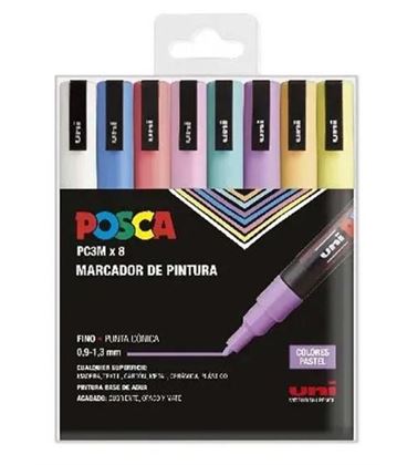 Rotulador permanente 1.5mm estuche pastel pc-3m/8c posca uni 182634850 - 182634850