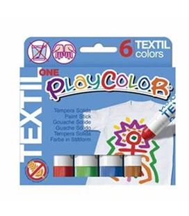 Tempera solida textil 6und 10grs colores surtidos playcolor 10401