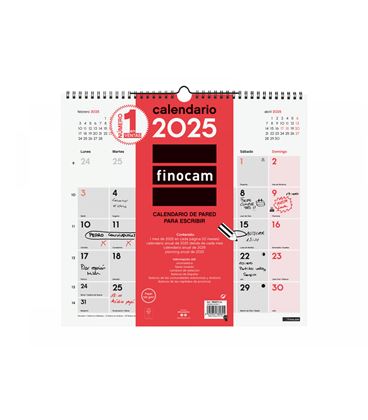 Calendario pared 2025 34x32 l escribir finocam 780070025 - 780070025