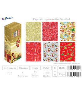 Papel regalo rollo 0,70x10mts navidad impresma 1052 - 1052