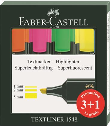 Marcador fluorescente pack 3+1n surtidos textliner faber castel 1548 - 1548 3+1